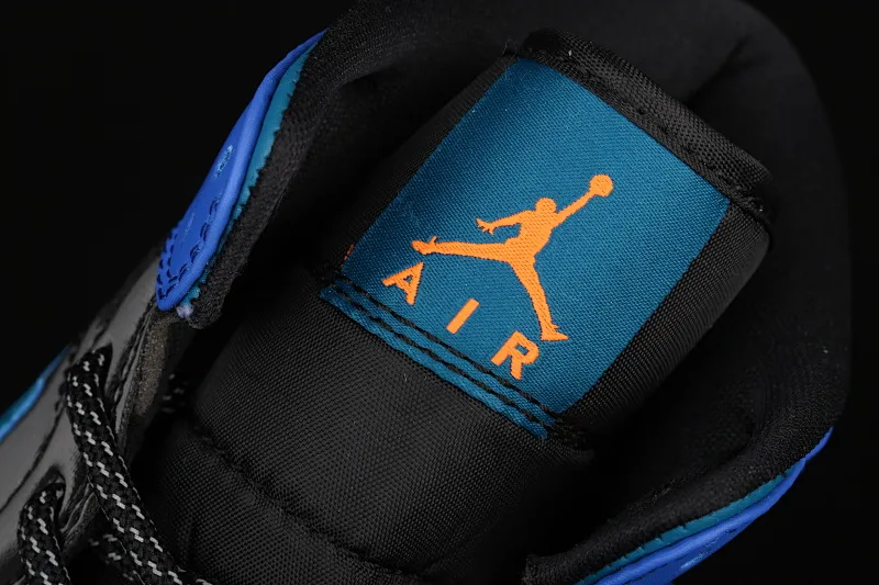 All categories Air Jordan Jordan series basketball shoes Air Jordan 1 Mid Air Jordan 1 Mid AJ1 Joe 1 patent leather black blue orange Zhongbang basketball shoes 554725-440